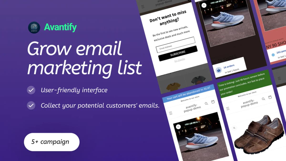 Avantify: Sales Pop Up Email