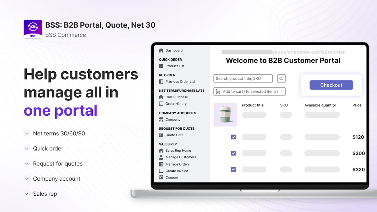 BSS: B2B Portal, Quote, Net 30